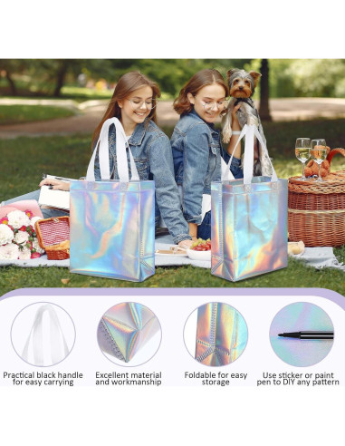 Paquete de 40 bolsas reutilizables plateadas 25.4x20.3cm