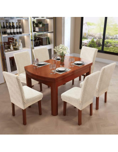 Fundas de Sillas YUEANG Beige 4 Pzas Ajustables Antideslizantes 2