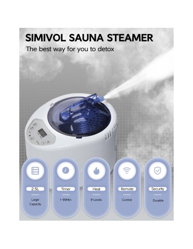 Máquina de Vapor de Sauna Simivol 2.5L Control Remoto