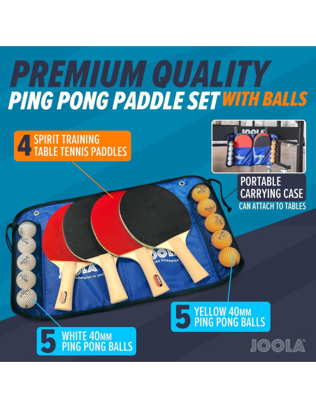 Set Familiar de Tenis de Mesa JOOLA - 4 Palas y 10 Pelotas Set Familiar de Tenis de Mesa JOOLA - 4 Palas y 10 Pelotas