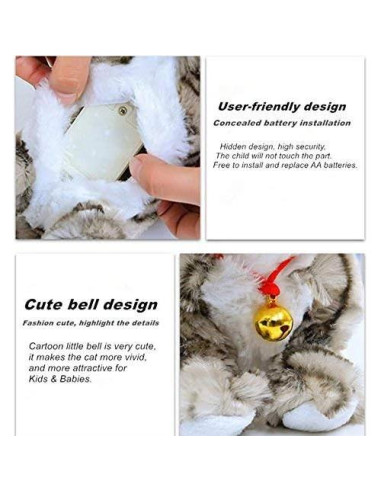 Gato Electrónico Interactivo Smalody, Peluche Blanco 27x11 cm