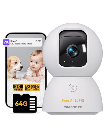 Cámara de Seguridad Interior CINMOORE CM-C2U 3K UHD WiFi 6 Cámara de Seguridad Interior CINMOORE CM-C2U 3K UHD WiFi 6