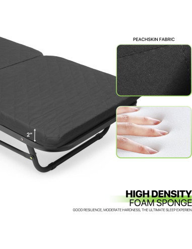Cama Plegable Magshion 180 cm con Colchón Ajustable Negro