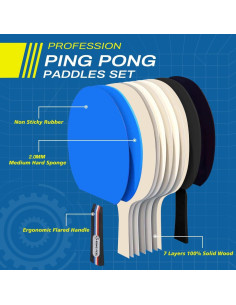 Juego de Palas de Ping Pong KINGFEEL 4 Palas y 8 Pelotas 2