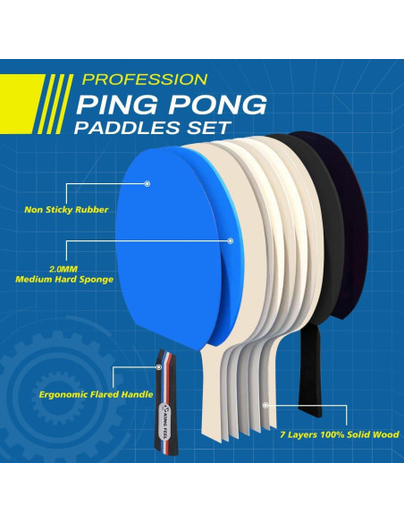 Juego de Palas de Ping Pong KINGFEEL 4 Palas y 8 Pelotas Juego de Palas de Ping Pong KINGFEEL 4 Palas y 8 Pelotas