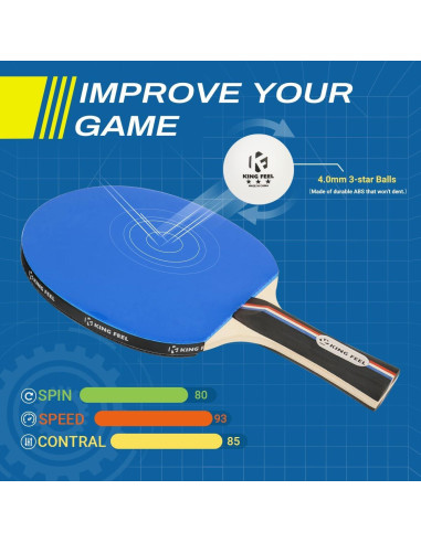 Juego de Palas de Ping Pong KINGFEEL 4 Palas y 8 Pelotas