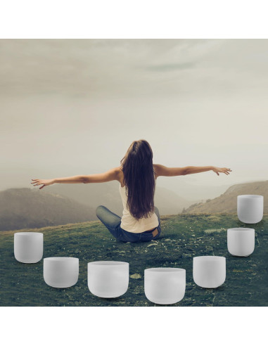 Juego de 7 cuencos de canto KRESEC 17-30 cm 440Hz para chakras