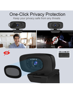 Cámara Web 4K Combess con Micrófono y Cubierta Privacidad 2