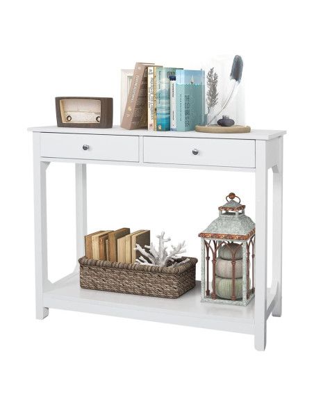 Mesa Consola TaoHFE Blanca 100x30x80 cm 2 Cajones Mesa Consola TaoHFE Blanca 100x30x80 cm 2 Cajones