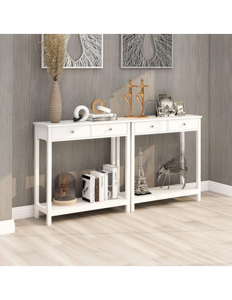 Mesa Consola TaoHFE Blanca 100x30x80 cm 2 Cajones Mesa Consola TaoHFE Blanca 100x30x80 cm 2 Cajones