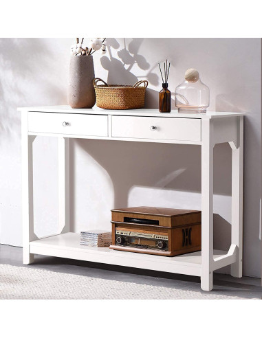 Mesa Consola TaoHFE Blanca 100x30x80 cm 2 Cajones