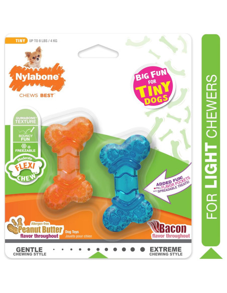 Hueso Masticable Nylabone Mantequilla y Tocino XX-Pequeño 2 Unidades Hueso Masticable Nylabone Mantequilla y Tocino XX-Pequeño 2 Unidades