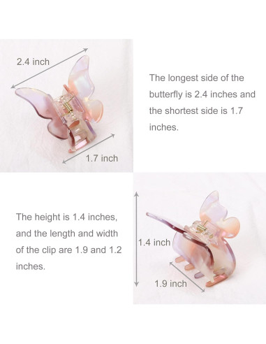 Garras de cabello mariposa NAISIER 6 Pcs caparazón tortuga