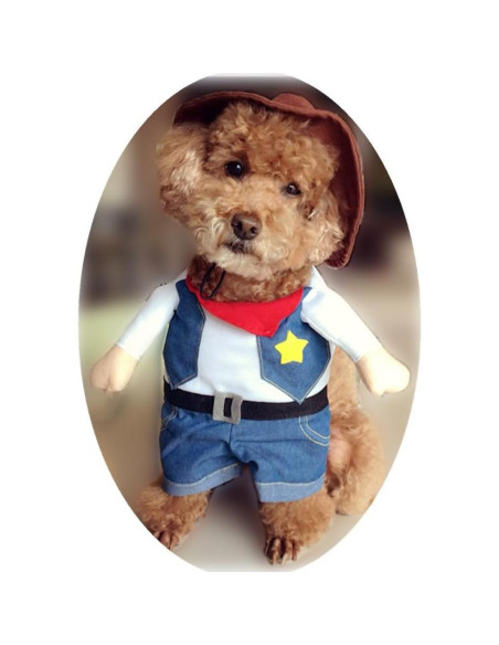 Disfraz de perro vaquero NACOCO con sombrero Azul Pequeño Disfraz de perro vaquero NACOCO con sombrero Azul Pequeño