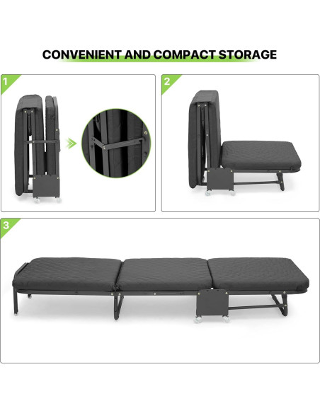 Cama Plegable Magshion 180 cm con Colchón Ajustable Negro Cama Plegable Magshion 180 cm con Colchón Ajustable Negro