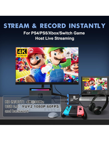 Tarjeta de Captura GAOZHOU 4K HDMI 1080P 60FPS USB3.0