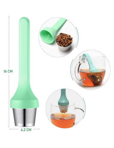 Infusor de Té Philbinden 2 Piezas Silicona y Acero Inoxidable