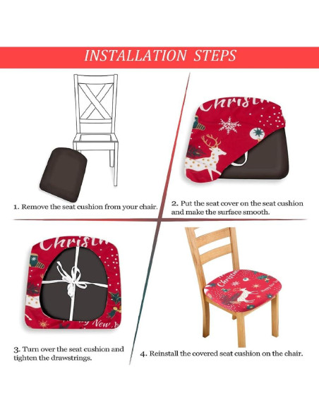 Fundas de Silla Navidad GORGECRAFT 4Pcs Estirables Rojas Fundas de Silla Navidad GORGECRAFT 4Pcs Estirables Rojas
