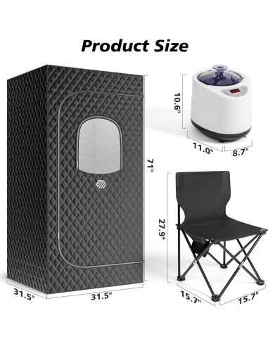 Sauna Portátil SPIEEK 2.6L con Control Remoto y Silla