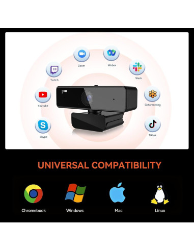 Cámara Web NUROUM V11 2K USB 1440P 60FPS con Micrófono