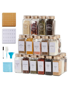 25 Tarros de Especias de Vidrio Skiileor 4oz con Etiquetas