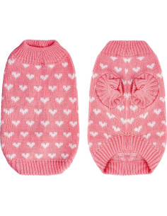 Suéter para Perro Dxhycc Rosa Talla S Patrón Corazón 2