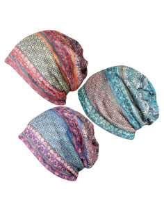 Gorro Beanie Suelto para Mujeres con Bufanda - Paquete de 3