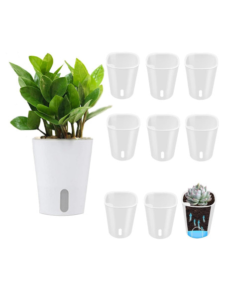 Macetas Autorriego TCBWFY 7,6 cm - 10 Juegos con Nivel Agua