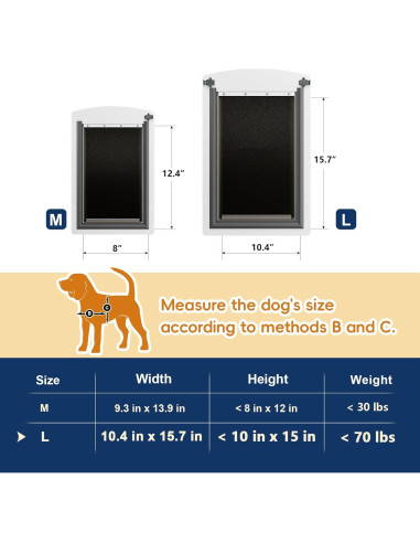 Puerta para Perros Aiday Grande para Pared con 3 Flaps