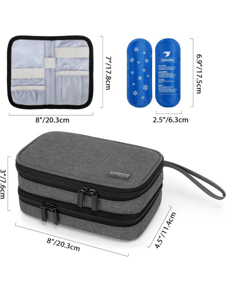 Estuche de Viaje LUXJA para Insulina con 2 Paquetes Fríos Estuche de Viaje LUXJA para Insulina con 2 Paquetes Fríos
