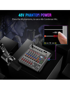 Mezclador de Audio BAXS CT60S 6 Canales Bluetooth USB 2