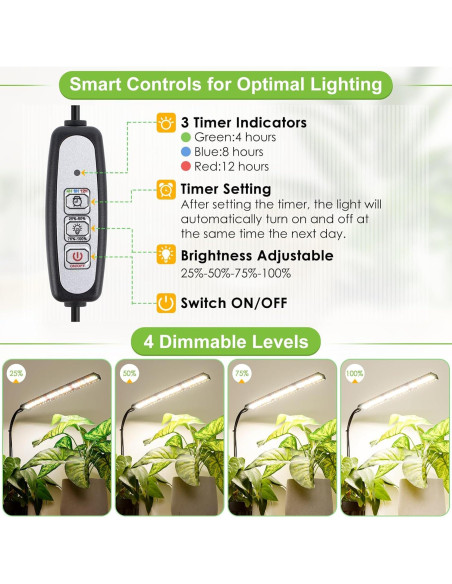 Luz de Crecimiento FOXGARDEN 52 LED con Temporizador y Brazo Flexible Luz de Crecimiento FOXGARDEN 52 LED con Temporizador y Brazo Flexible