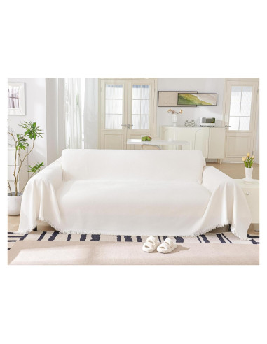 Funda de Sofá Chenille DreDecor Blanca 1.70 kg 2 Cojines