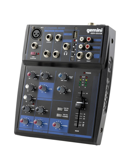 Mezclador de Audio Bluetooth GEM-05USB 5 Canales Compacto Mezclador de Audio Bluetooth GEM-05USB 5 Canales Compacto