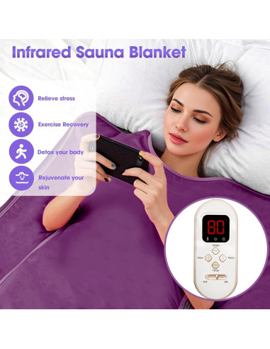 Manta de Sauna Infrarroja PINJAZE 2-Zonas Control Remoto
