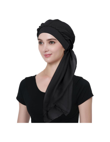 Bufanda de Chiffon para Quimioterapia Mujer Negra Bufanda de Chiffon para Quimioterapia Mujer Negra