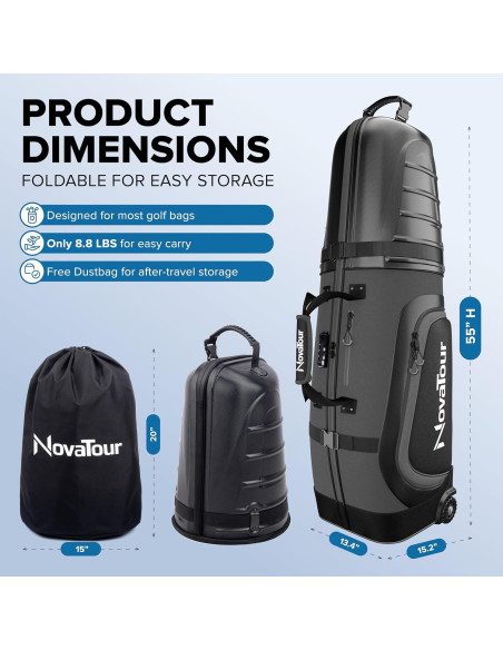 Bolsa de Viaje para Golf NovaTour - Tapa Dura, 138 cm Bolsa de Viaje para Golf NovaTour - Tapa Dura, 138 cm