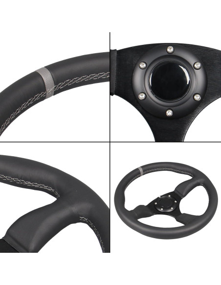 Volante de Carreras GONMOT 340mm Cuero Negro 6 Tornillos Volante de Carreras GONMOT 340mm Cuero Negro 6 Tornillos