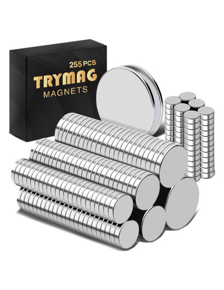 Imanes de Neodimio TRYMAG 255 Pcs 6 Tamaños para Manualidades Imanes de Neodimio TRYMAG 255 Pcs 6 Tamaños para Manualidades