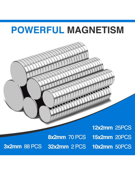 Imanes de Neodimio TRYMAG 255 Pcs 6 Tamaños para Manualidades Imanes de Neodimio TRYMAG 255 Pcs 6 Tamaños para Manualidades