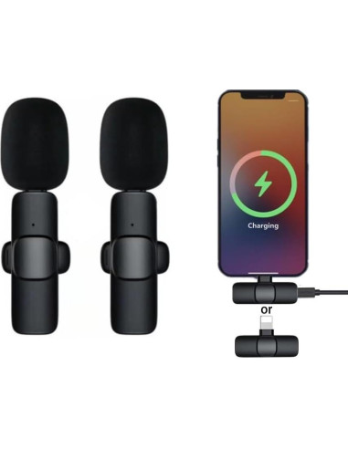Micrófono Lavalier Inalámbrico HUACAM para iPhone 2 Transmisores