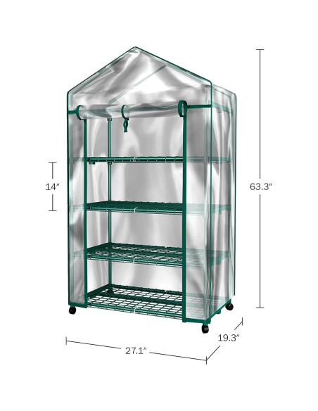 Invernadero Mini 4 Niveles Home-Complete con Ruedas y PVC Invernadero Mini 4 Niveles Home-Complete con Ruedas y PVC