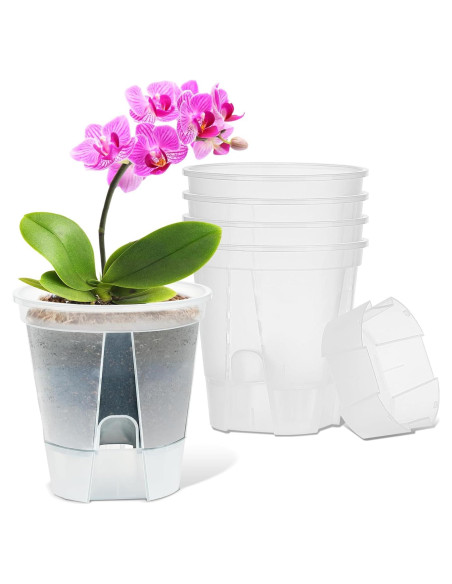 Macetas Autorriego IWNTWY Set de 5 Transparentes 15 cm Macetas Autorriego IWNTWY Set de 5 Transparentes 15 cm