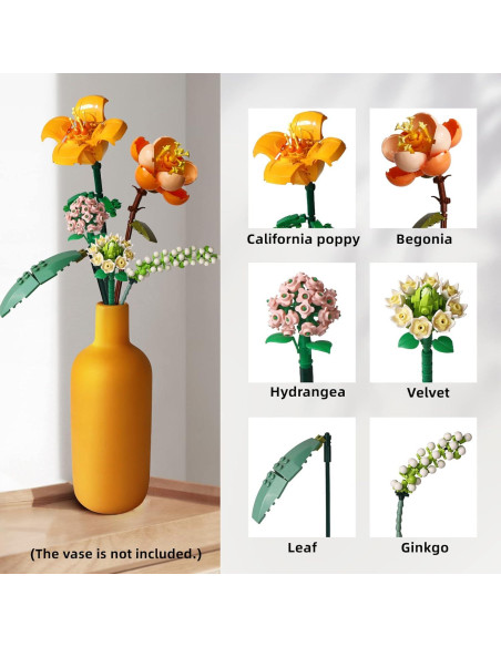 Mini Bloques Ramo de Flores ZIYOSTAR 456 Piezas DIY Mini Bloques Ramo de Flores ZIYOSTAR 456 Piezas DIY