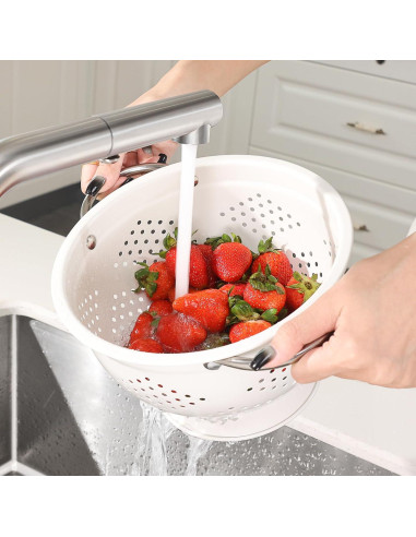 Coladores de acero Rorence - Juego de 2 (2.84L y 4.73L) Blanco