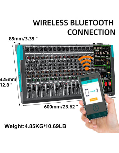 Mezclador de Sonido Depusheng MX16 16 Canales USB 48V DSP