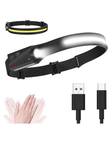 Linterna Frontal CATO LED COB Recargable USB Impermeable 1 pieza