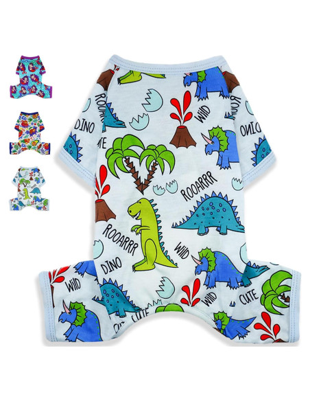 Pijamas para Perros Puppishy Mediano Dinosaurio Azul Suave Pijamas para Perros Puppishy Mediano Dinosaurio Azul Suave