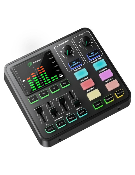 Mezclador de Audio PUPGSIS T12 para PC y Streaming 48V Mezclador de Audio PUPGSIS T12 para PC y Streaming 48V