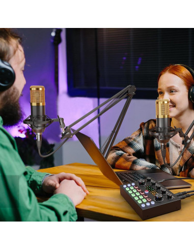 Kit de Podcast para 2 Personas - Micrófonos y Mezclador DJ